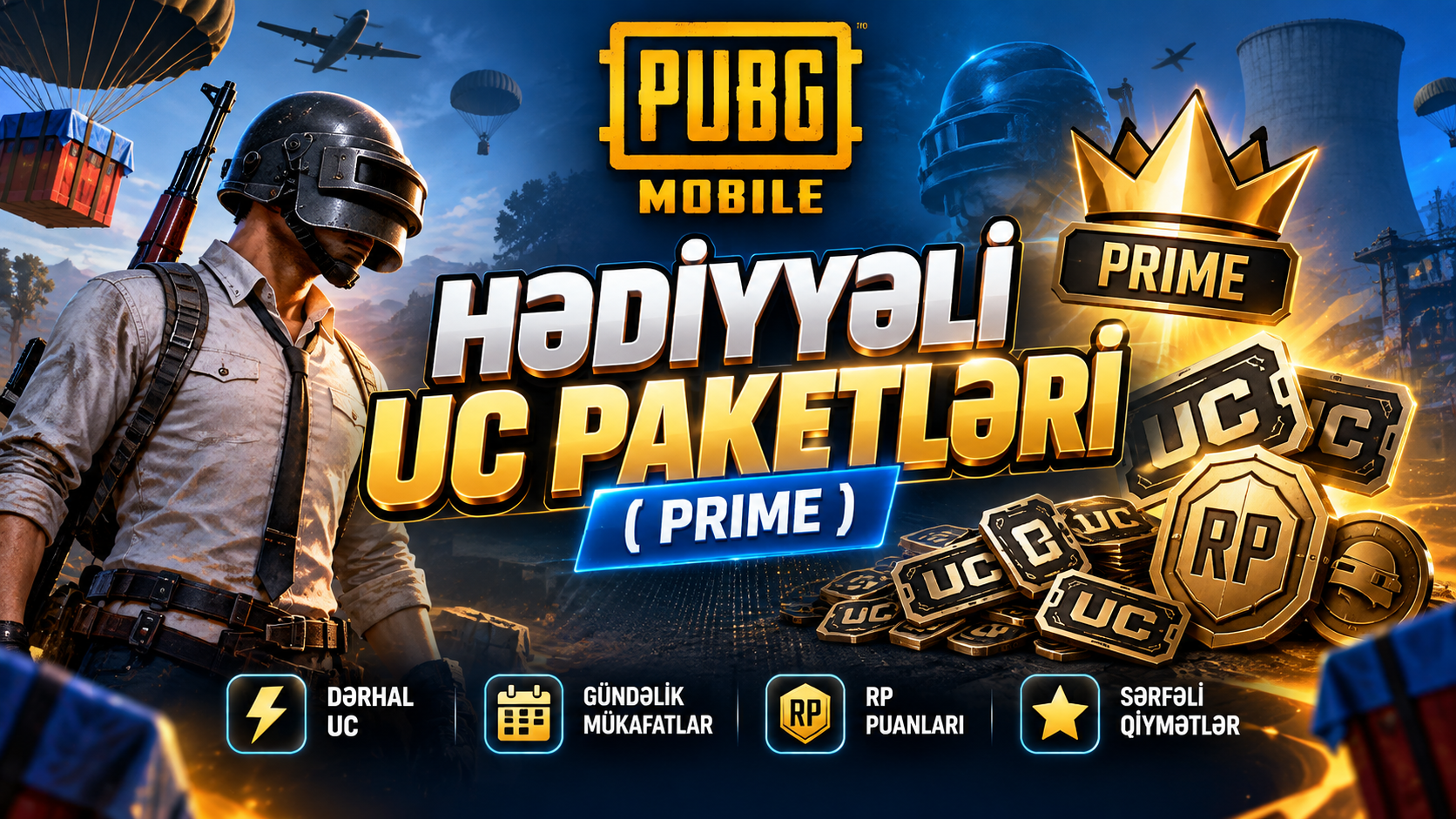 Pubg Mobile Hədiyyəli UC Paketləri ( Prime ID Yükləmə )