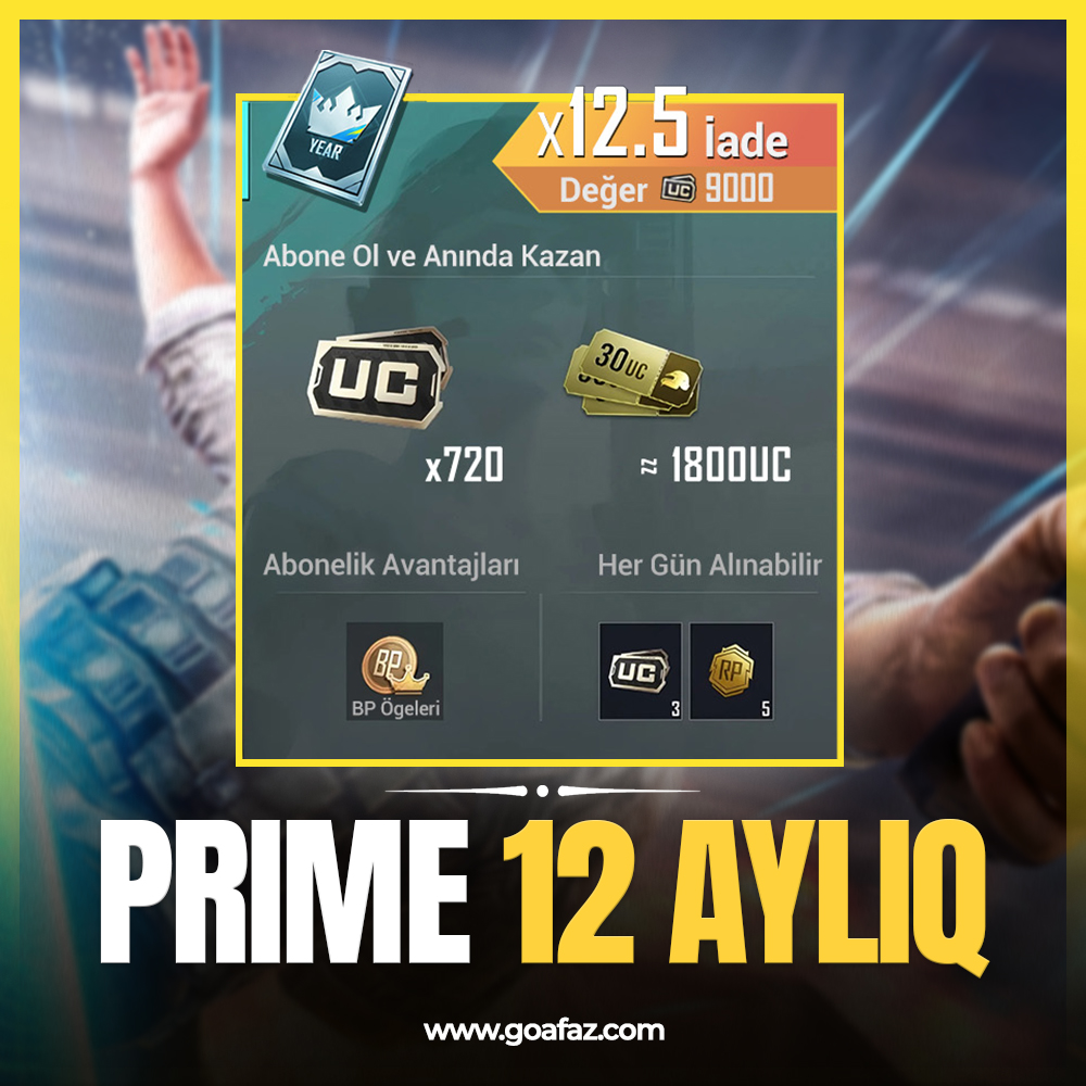 Pubg Mobile Prime 12 Aylıq