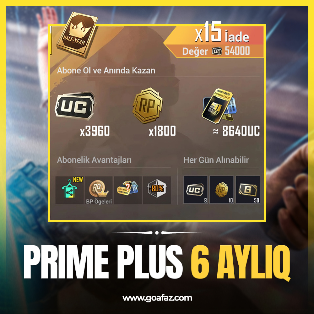Pubg Mobile Prime Plus 6 Aylıq
