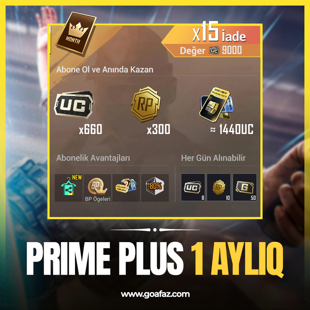 Pubg Mobile Prime Plus 1 Aylıq