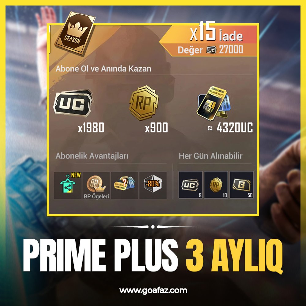 Pubg Mobile Prime Plus 3 Aylıq