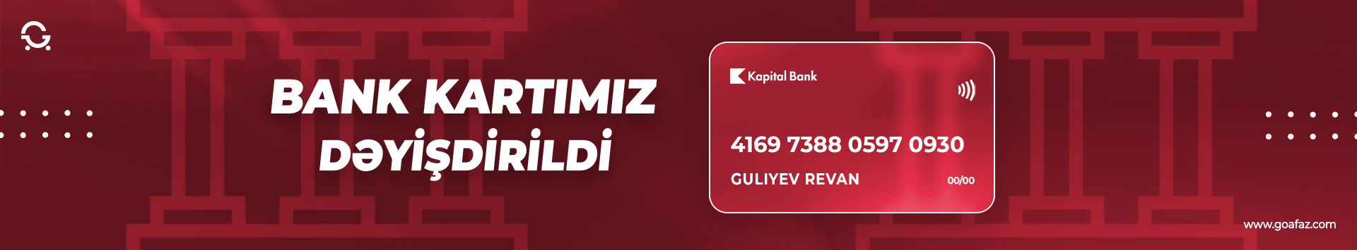 Bank Hesabımız Dəyişdirildi .
