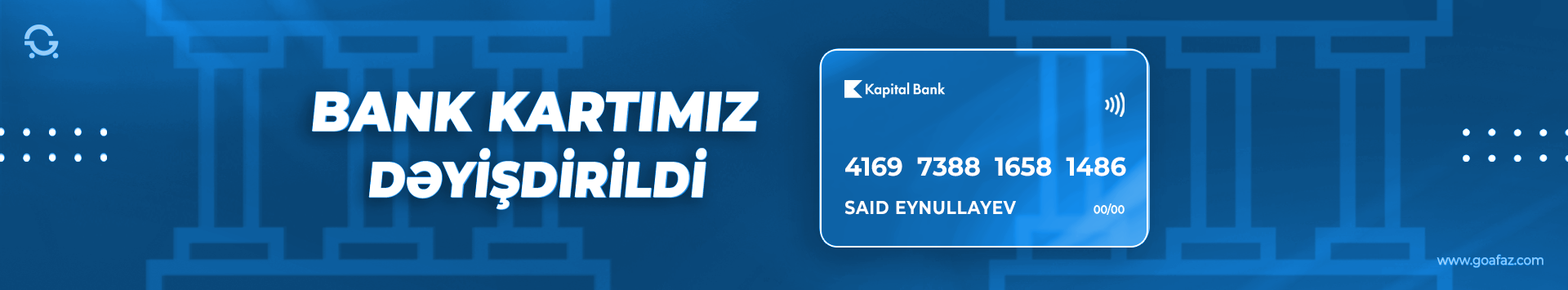 Bank hesabımız dəyişdirildi !